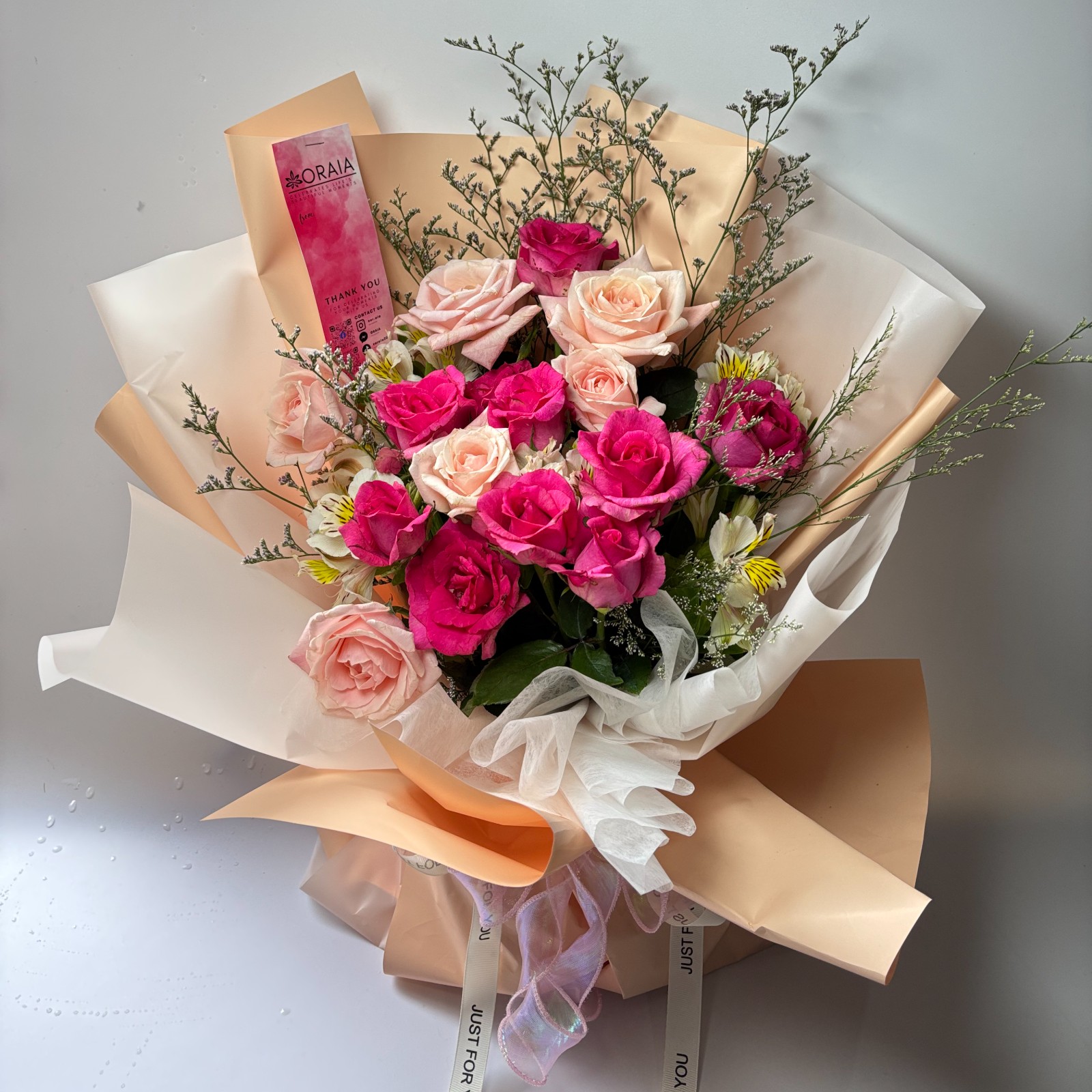 Eleanor: Roses, Fuschia and Peach